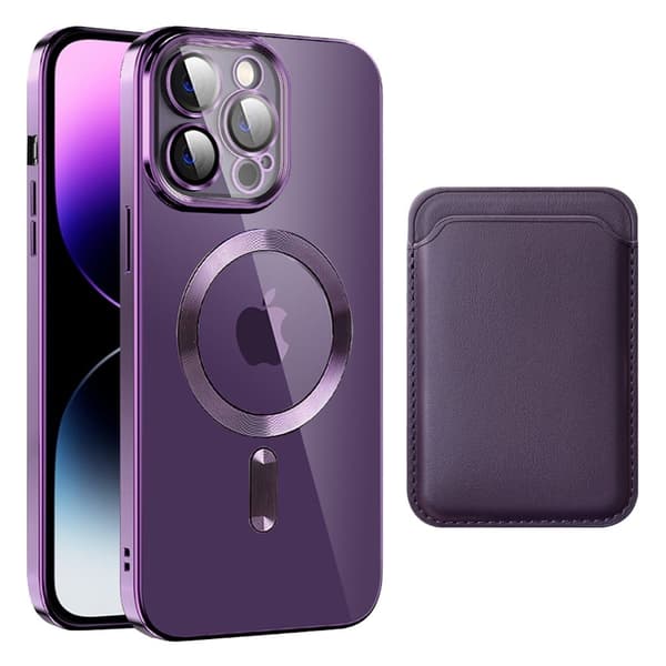 iPhone 14 Pro-deksel med MagSafe-kompatibilitet og kortpose - Lilla Purple