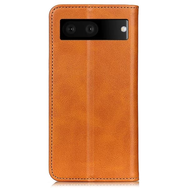 Google Pixel 7 flip etui i ægte læder med pung – Brun Brown