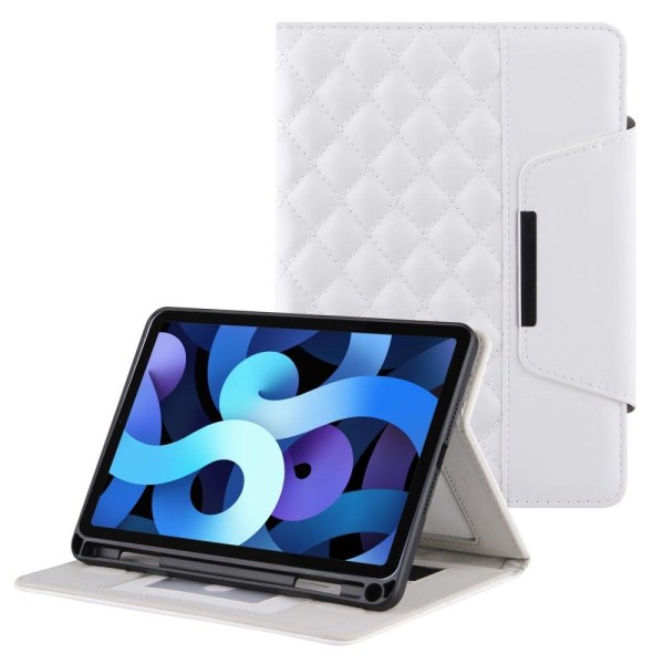 iPad 10.2 (2021) elegant grid décor leather flip case - White Vit