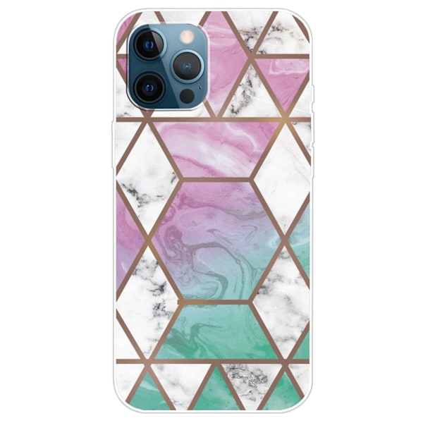 Marble design iPhone 14 Pro cover - Hvid Diamant I Farverig Baggrund Multicolor