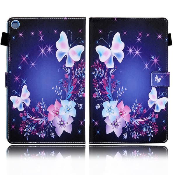 Cool Mønster Lær Flippetui til Samsung Galaxy Tab A7 10.4 (2020) - Blomst / Sommerfugl Blue