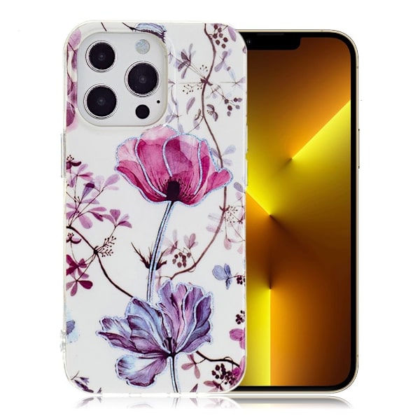 Marble iPhone 13 Pro Max Etui - Lotus Multicolor