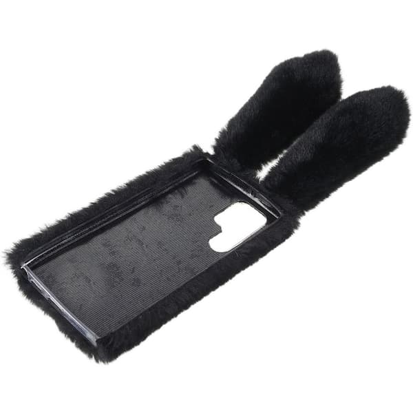 Fluffy Rabbit Samsung Galaxy S22 Ultra Cover - Sort Black