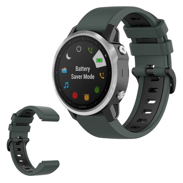 Garmin Fenix 6S / 5S tofarvet silikone-urrem - Grøn / Sort Green