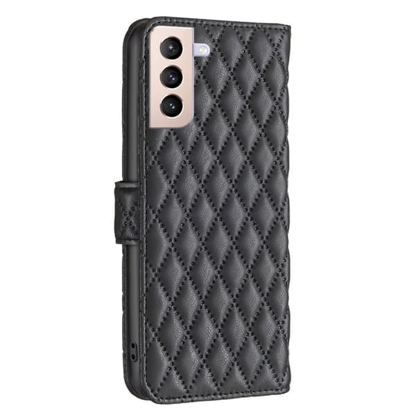 Rhombus mat Samsung Galaxy S21 Plus 5G flip etui - Sort Black