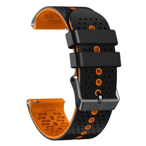 22mm Universal dual color silikone urrem - Sort / Orange Orange