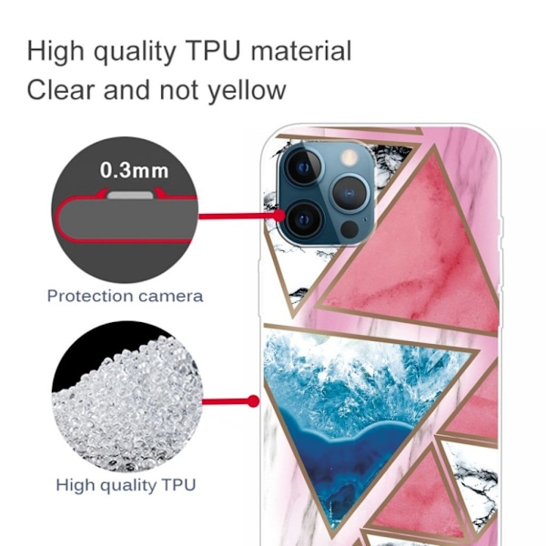 Marble design iPhone 13 Pro cover - Hvid / Blå / Rosa Trekant Multicolor
