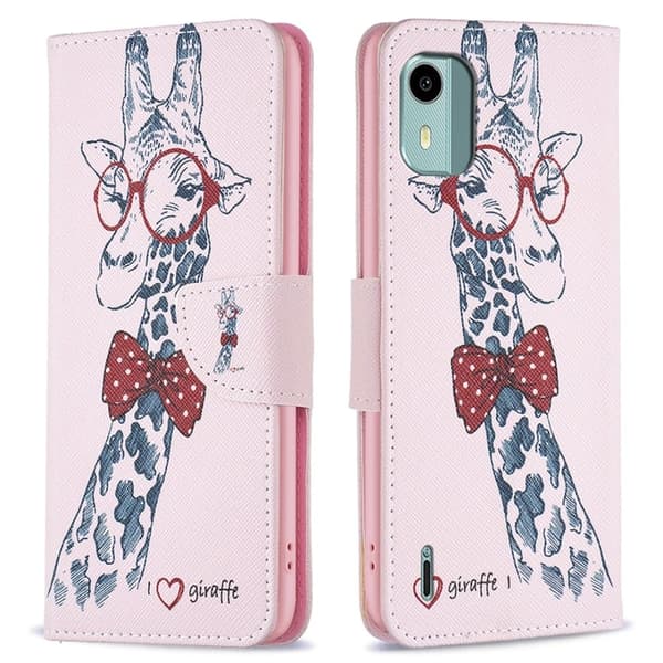 Wonderland Nokia C12 Plus / C12 / C12 Pro Flip Etui - Giraf Pink