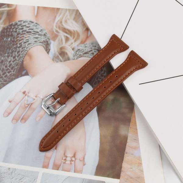 22mm Universal simple genuine leather watch strap with - Brown Brown