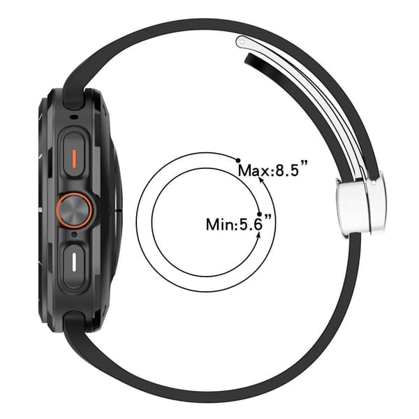 Samsung Galaxy Watch Ultra 47mm Silikon Smartwatch Armband Handledsarmband med Silver Magnetiskt Fällbart Spänne - Orange Orange