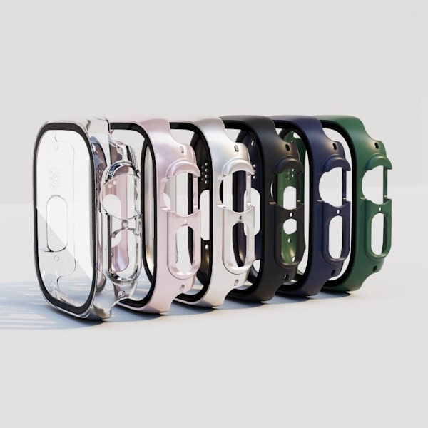 Apple Watch Ultra cover with tempered glass - Grey Silvergrå