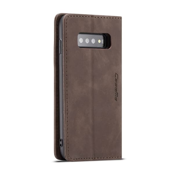 CASEME Samsung Galaxy S10 Plus auto-absorberet læder flip etui - Kaffe Brown
