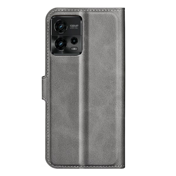 Hållbart konstläder Motorola Moto G72 fodral med plånbok - Silver/Grå Silvergrå