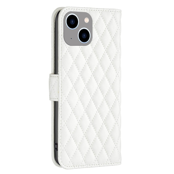 Matt iPhone 15 Plus fodral med rombmönster - Vit Vit