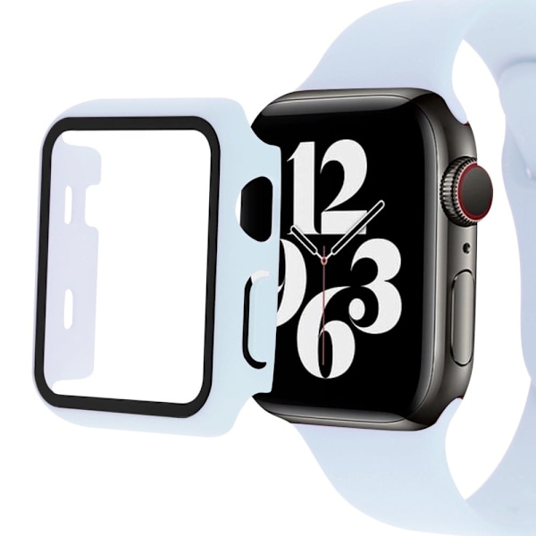 Apple Watch SE 2022 (44mm) cover with tempered glass screen protector - Baby Blue Blå