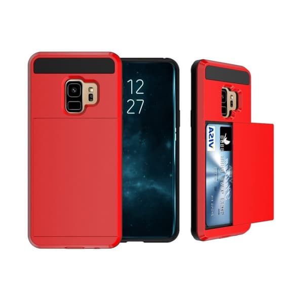 Samsung Galaxy S9 sliding kort TPU etui - Rød Red