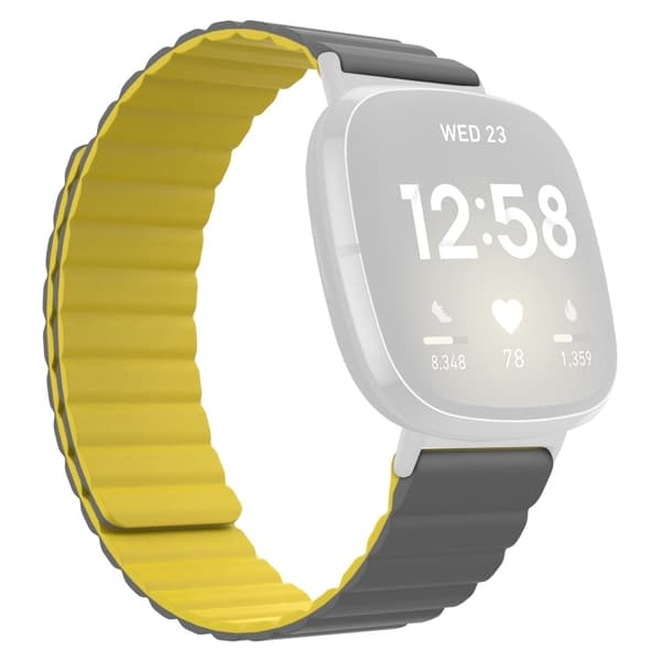 Fitbit Sense 2 / Versa 4 silikonikellon hihna - Harmaa / Keltainen Yellow