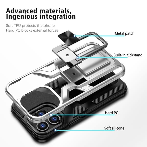 Støtsikkert hybriddeksel for iPhone 13 Pro - Sølv Silver grey