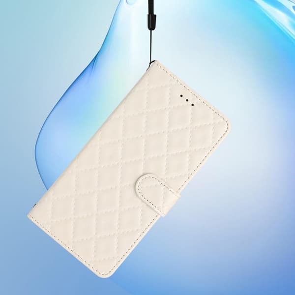 Funktionellt Samsung Galaxy S23 Plus fodral med rombmönster - Vit Vit