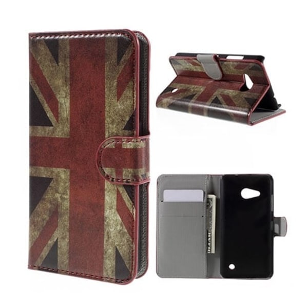 Moberg Microsoft Lumia 550 Nahkakotelo - Vanhanaikainen Britannian Lippu Multicolor