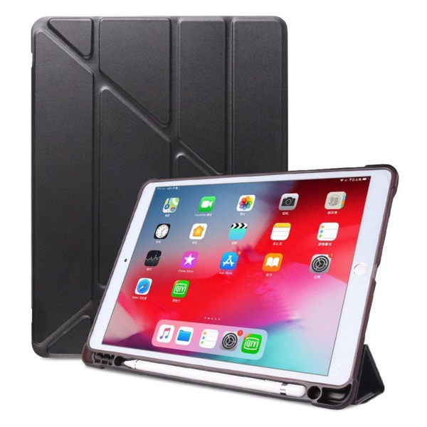 iPad 10.2 (2019) origami leather flip case - Black Svart