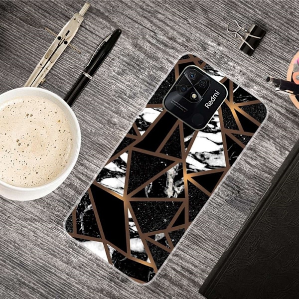 Marble Xiaomi Redmi 10C Suojakotelo - Black Tile Fragments Black