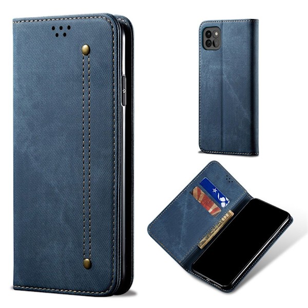 Jeans Samsung Galaxy A22 5G Flip Etui - Blå Blue