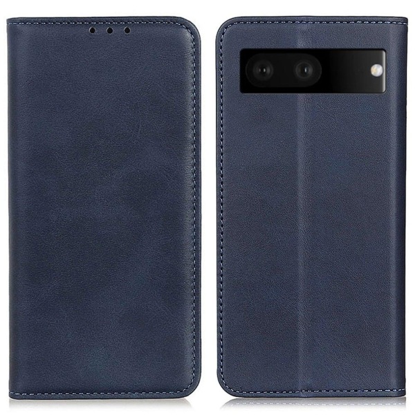 Google Pixel 7 flip etui i ægte læder med pung – Blå Blue