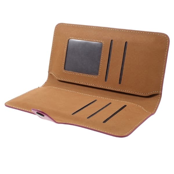 Læder-etui med kortholder til smartphones - Hot Pink Pink