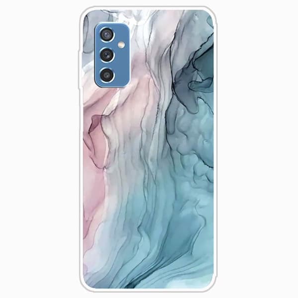 Marmormotiv Samsung Galaxy M52 5G skal - Rosa/Blå Marmor multifärg