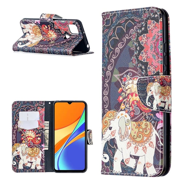Wonderland Xiaomi Redmi 9C Flip etui - Elefant Multicolor