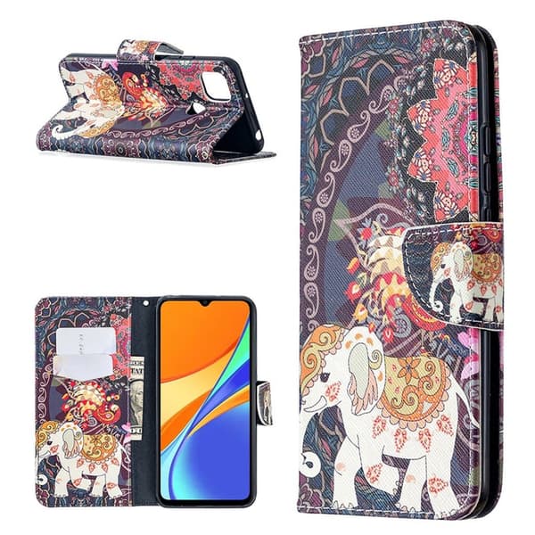 Wonderland Xiaomi Redmi 9C Läppäkotelo - Elephant Multicolor