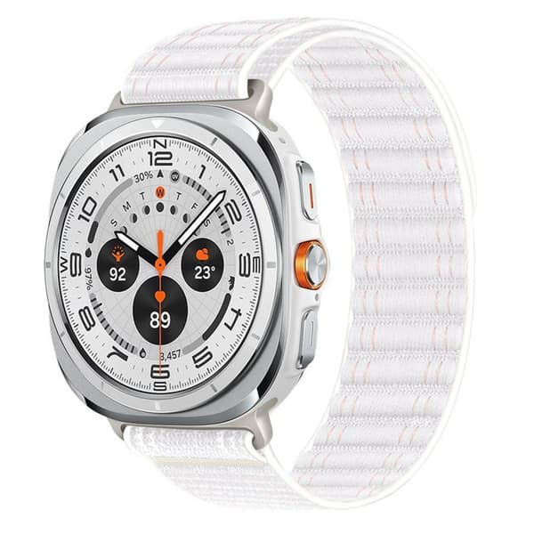 Samsung Galaxy Watch Ultra 47mm Nylon Watch Strap Loop Wristband Replacement - Lyserød + Hvid Pink
