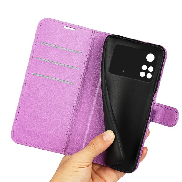 Klassisk Xiaomi Poco M4 Pro flip etui - Lilla Purple