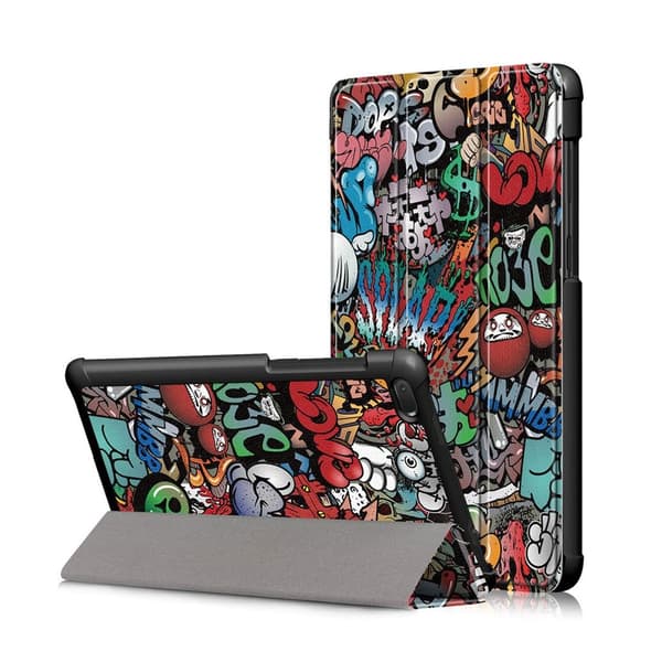 Lenovo Tab E7 mønstered læder flip etui - Tegneserie Multicolor