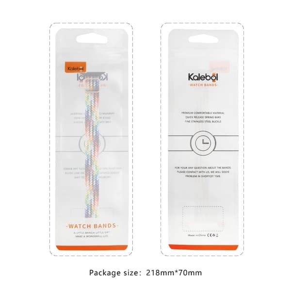 KALEBOL Flätat klockarmband Apple Watch Series 10 42mm Elastiskt nylonarmband - Vit Regnbåge multifärg