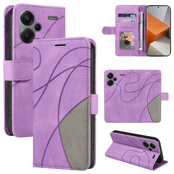Teksturoitu nahkakotelo hihnalla Xiaomi Redmi Note 13 Pro Plus - Vaaleanvioletti Purple