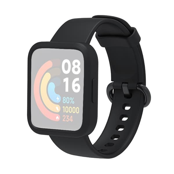 Xiaomi Redmi Watch silikonikellon hihna ja suojus - Musta / Musta Black