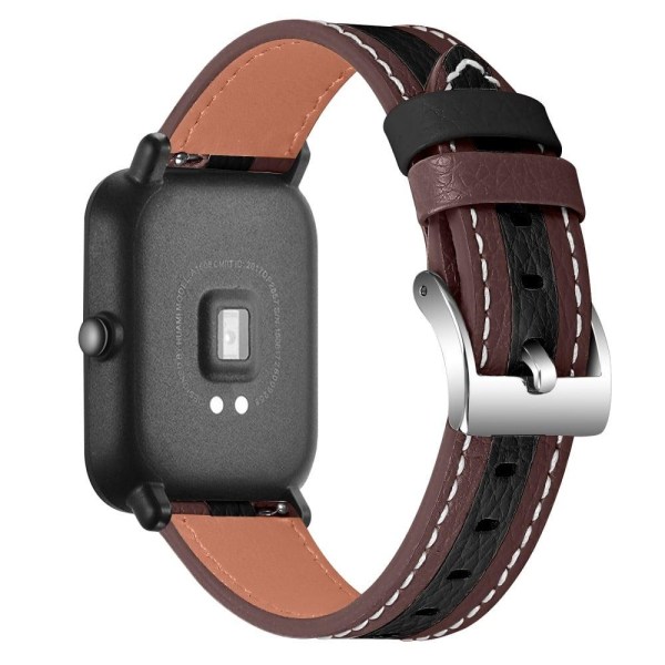 Amazfit GTS color splicing cowhide leather watch strap - Brown / Brown