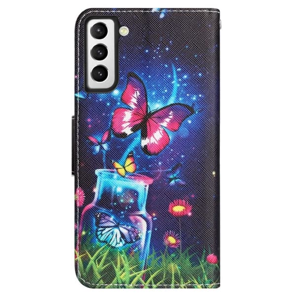 Wonderland Samsung Galaxy S22 Läppäkotelo - Bottle / Perhonen Multicolor