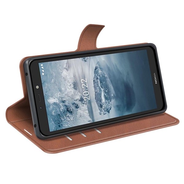 Hållbart konstläder Nokia C100 fodral med plånbok - Brun Brun