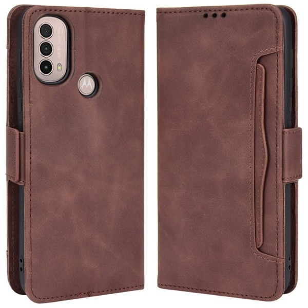 Stilfuldt Læder Etui med Pung til Motorola Moto E30 / E40 / E20 - Brun Brown