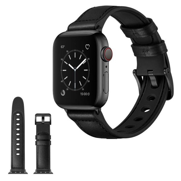 Apple Watch Series 5 / 4 40mm unique genuine leather watch band - Black Svart