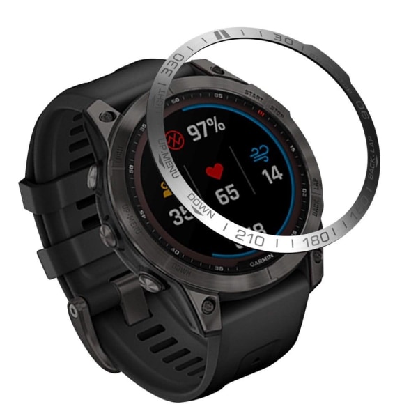 Garmin Fenix 7 urheilullinen mittakaavassa ruostumattomasta teräksestä valmistettu kehys - Hopea / Harmaa Silver grey