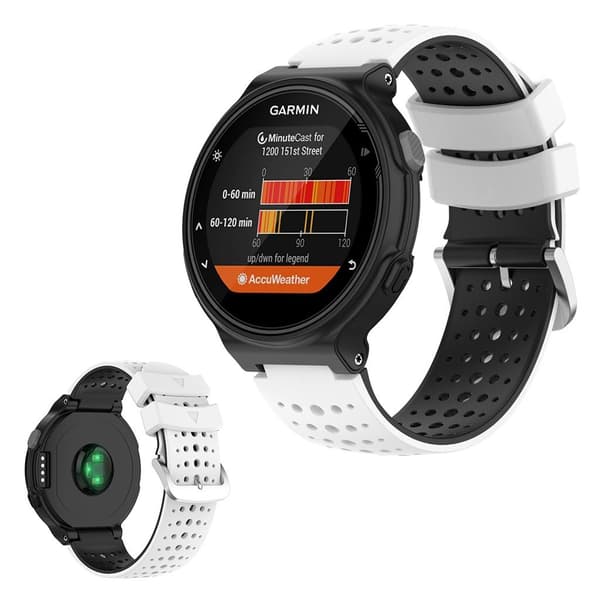 Two-tone silicone watch band for Garmin Forerunner devices - White / Black Vit