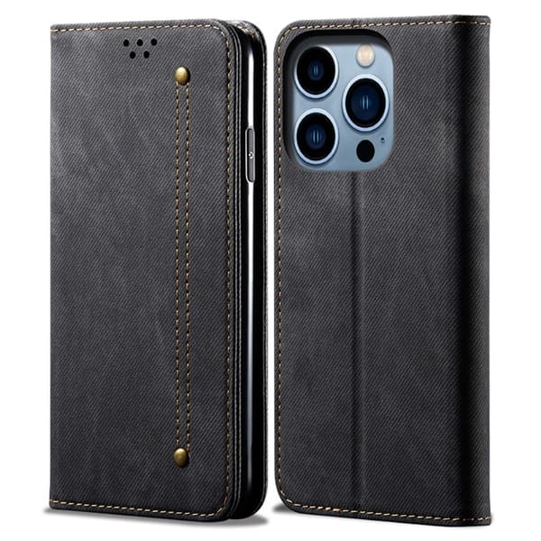 Jeans iPhone 16 Pro Max flip etui - Sort Black