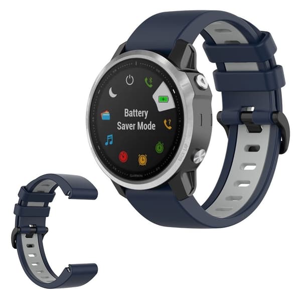 Garmin Fenix 6S / 5S bi-color silicone watch band - Blue / Grey Blå