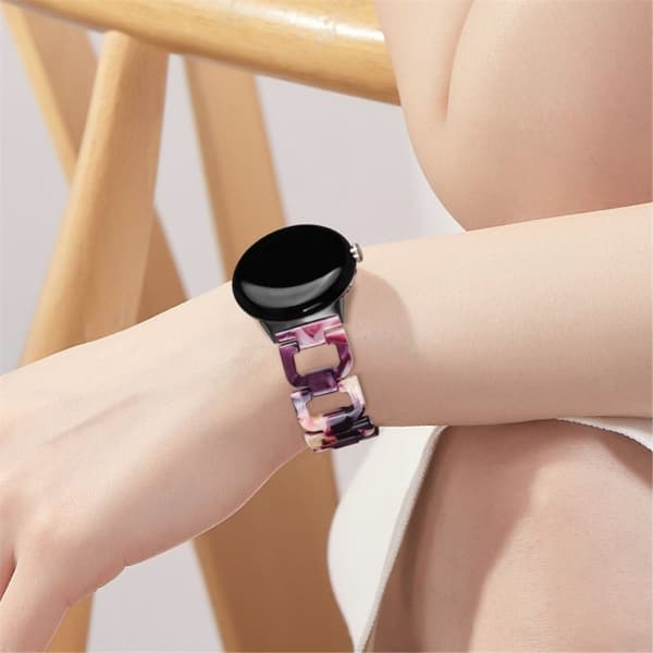 Google Pixel Watch D-formet urrem i resin-stil - Lilla Mix Purple