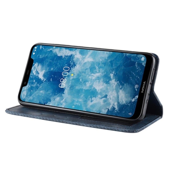 Nokia 8.1 vintage stil læder flip etui - Blå Blue