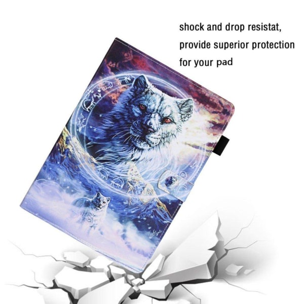 iPad Mini (2019) pattern printing leather case - Wolf White